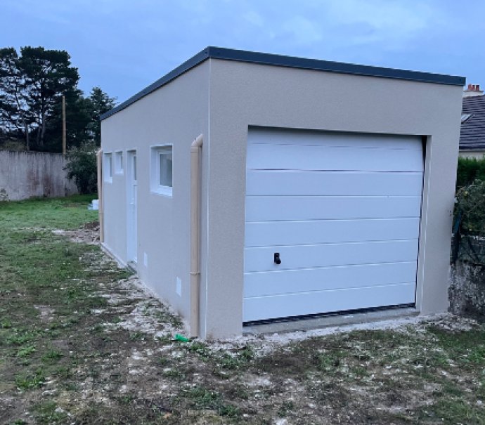 Garage en béton enduit Toit Terrasse